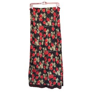 90s Next Era Maxi Skirt Floral Rose Grunge Whimsigoth Lace Trim Made USA Large